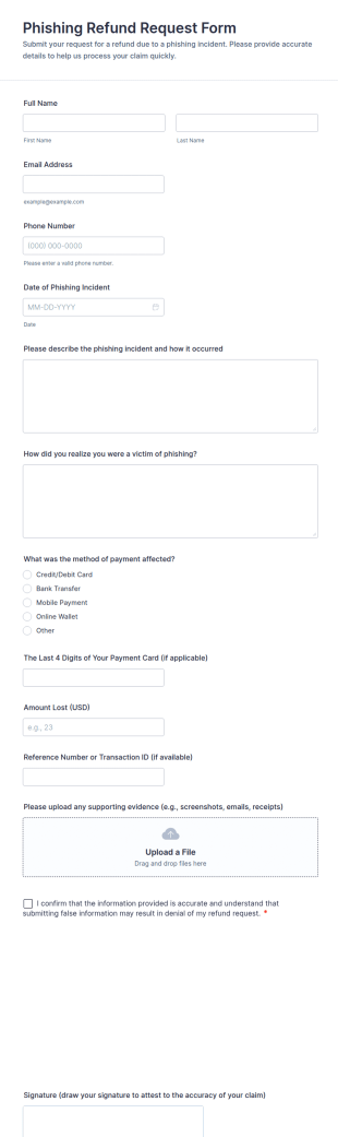 Phishing Refund Request Form Template