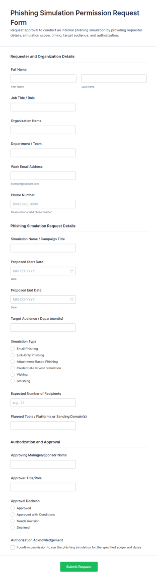 Phishing Simulation Permission Request Form Template