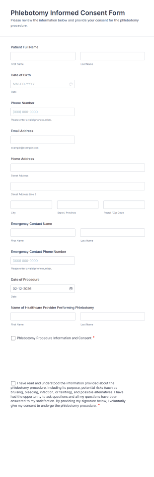 Phlebotomy Informed Consent Form Template