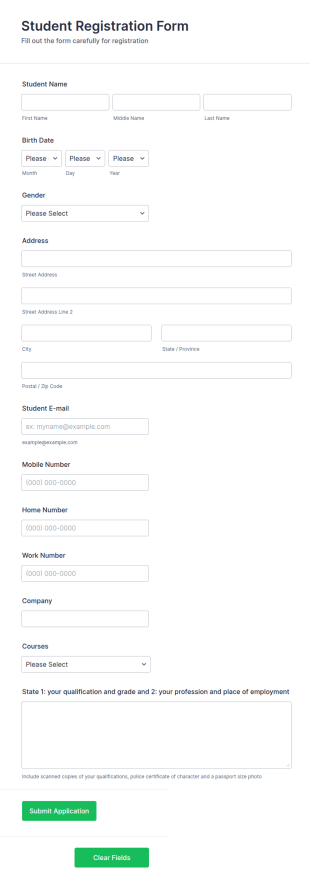 Phlebotomy Registration Form Template