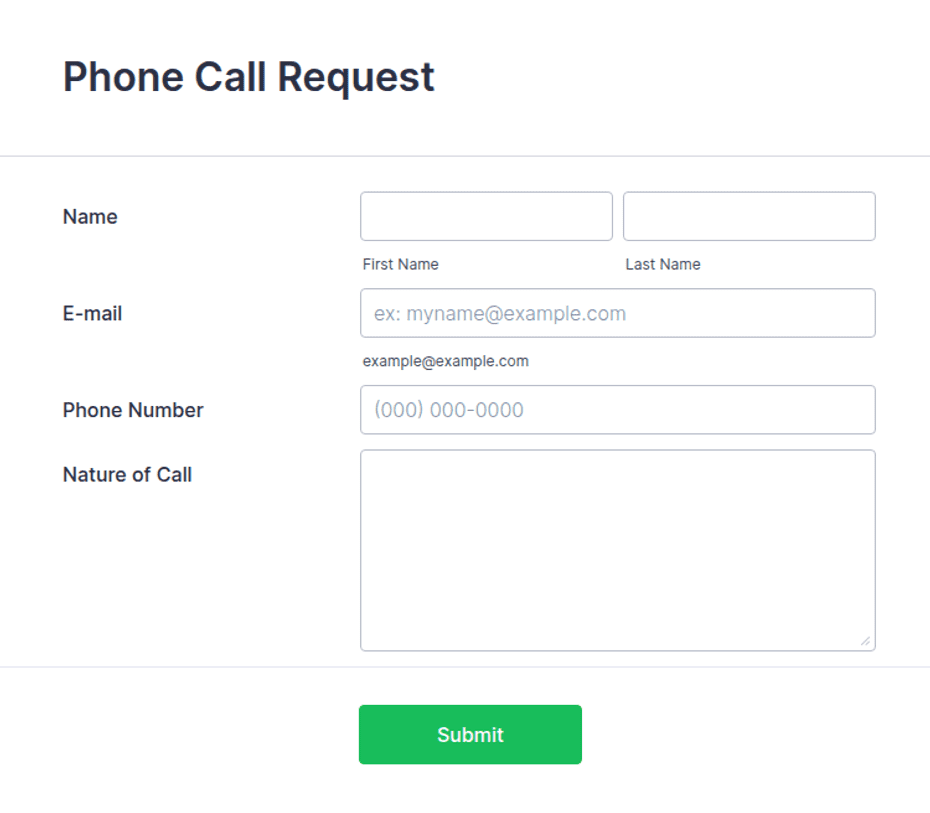 Phone Call Request Form Template | Jotform