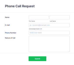Phone Call Request Form Template