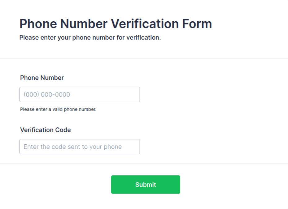 Phone Number Verification Form Template | Jotform
