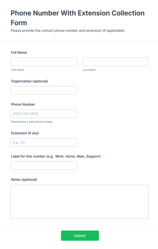 Phone Number With Extension Collection Form Template