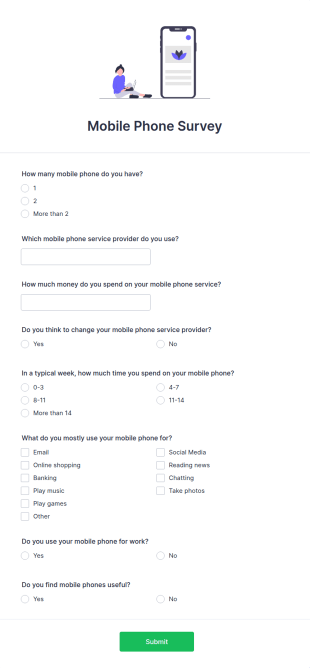 Phone Usage Survey Form Template