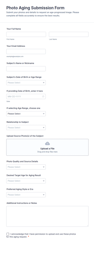 Photo Aging Submission Form Template
