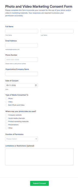 Photo And Video Marketing Consent Form Template