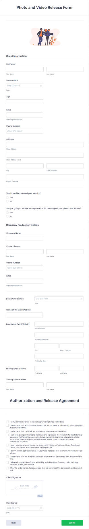 Photo And Video Release Form Template