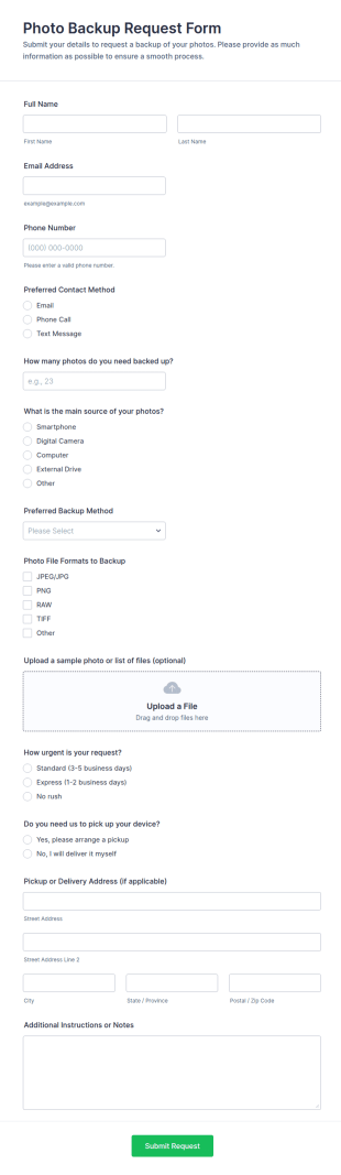 Photo Backup Request Form Template