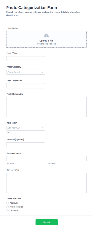 Photo Categorization Form Template