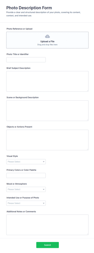 Photo Description Form Template