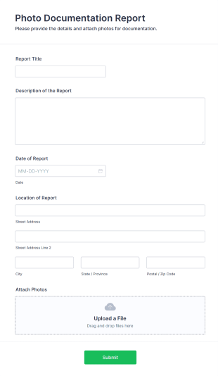 Photo Documentation Report Form Template