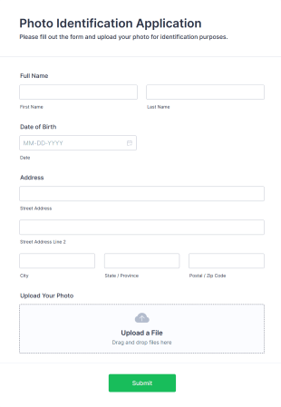 Photo Identification Application Form Template