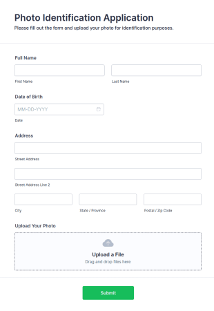 Photo Identification Application Form Template