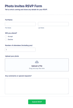 Photo Invites RSVP Form Template