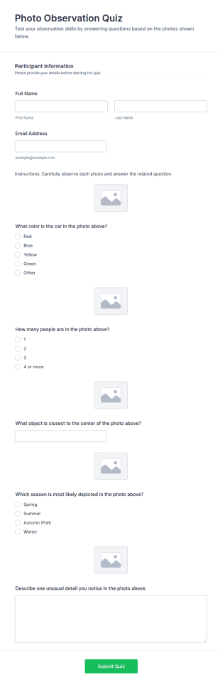 Photo Observation Quiz Form Template