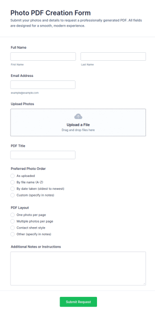 Photo PDF Creation Form Template