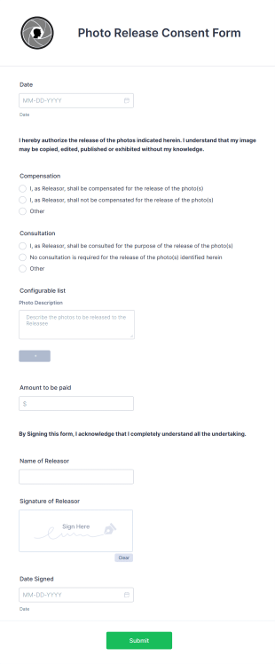 Photo Release Consent Form Template