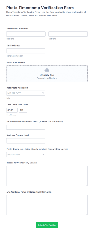 Photo Timestamp Verification Form Template