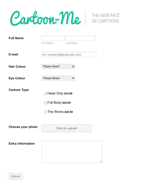 Photo To Cartoon Request Form Template