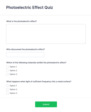 Photoelectric Effect Quiz Form Template