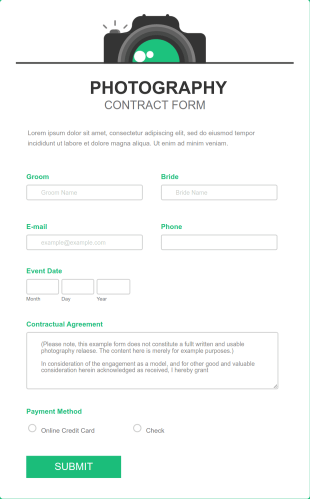 School Photography Contract Form Template