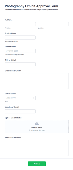 Photography Exhibit Approval Form Template