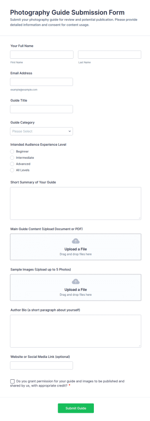 Photography Guide Submission Form Template