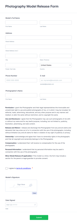 Photo Print Release Form Template | Jotform