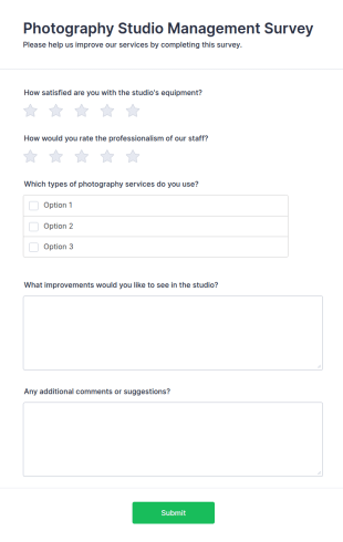 Photography Studio Management Survey Form Template