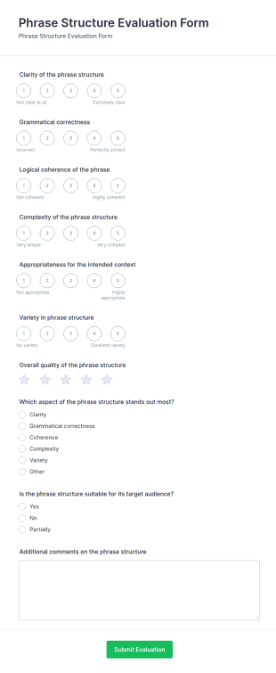 Phrase Structure Evaluation Form Template