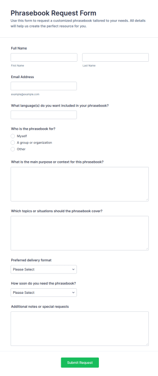 Phrasebook Request Form Template