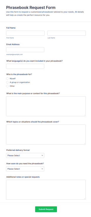 Phrasebook Request Form Template