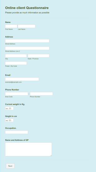 Physical Activity Readiness Questionnaire Form Template
