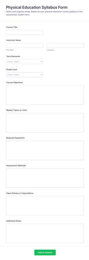 Physical Education Syllabus Form Template