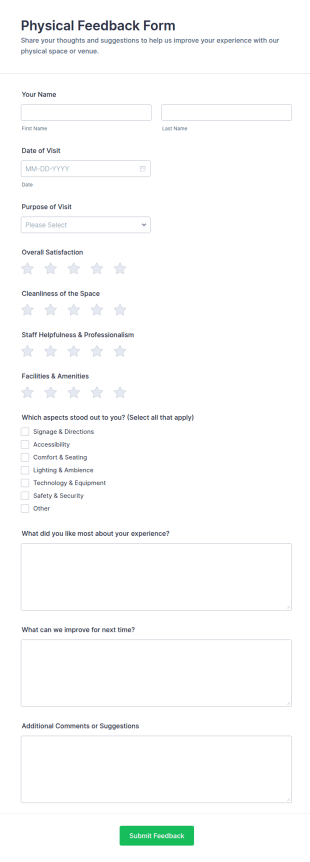 Physical Feedback Form Template