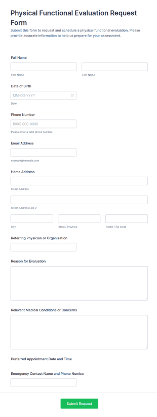 Physical Functional Evaluation Request Form Template