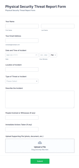 Physical Security Threat Report Form Template