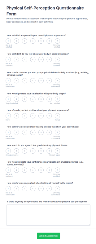Physical Self Perception Questionnaire Form Template