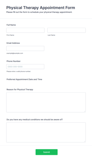 Physical Therapy Appointment Form Template