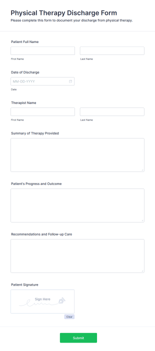 Physical Therapy Discharge Form Template