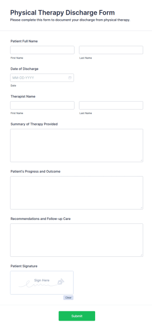 Physical Therapy Discharge Form Template