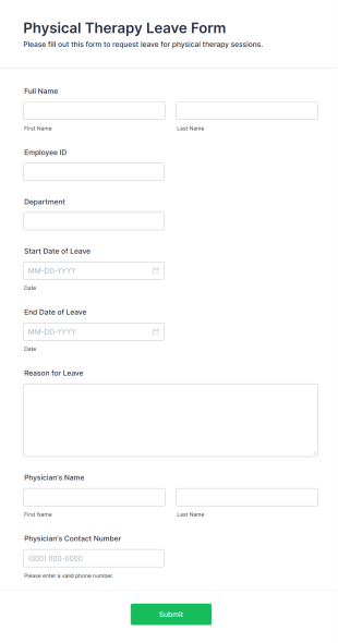 Physical Therapy Leave Form Form Template