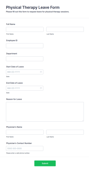 Physical Therapy Leave Form Template