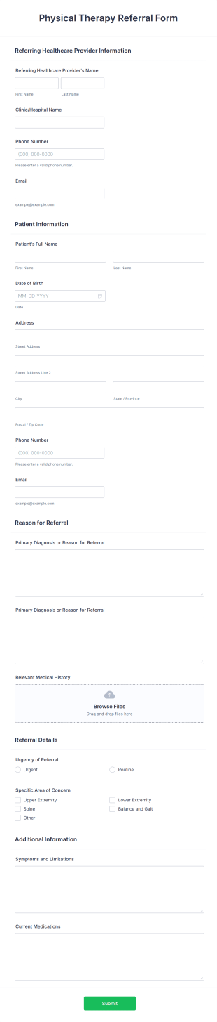 Physical Therapy Referral Form Template
