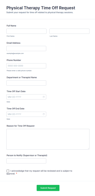 Physical Therapy Time Off Request Form Template
