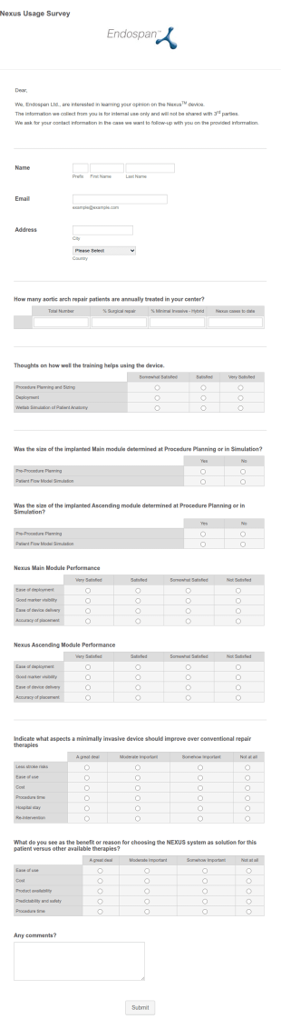 Physician Nexus Usage Survey Form Template