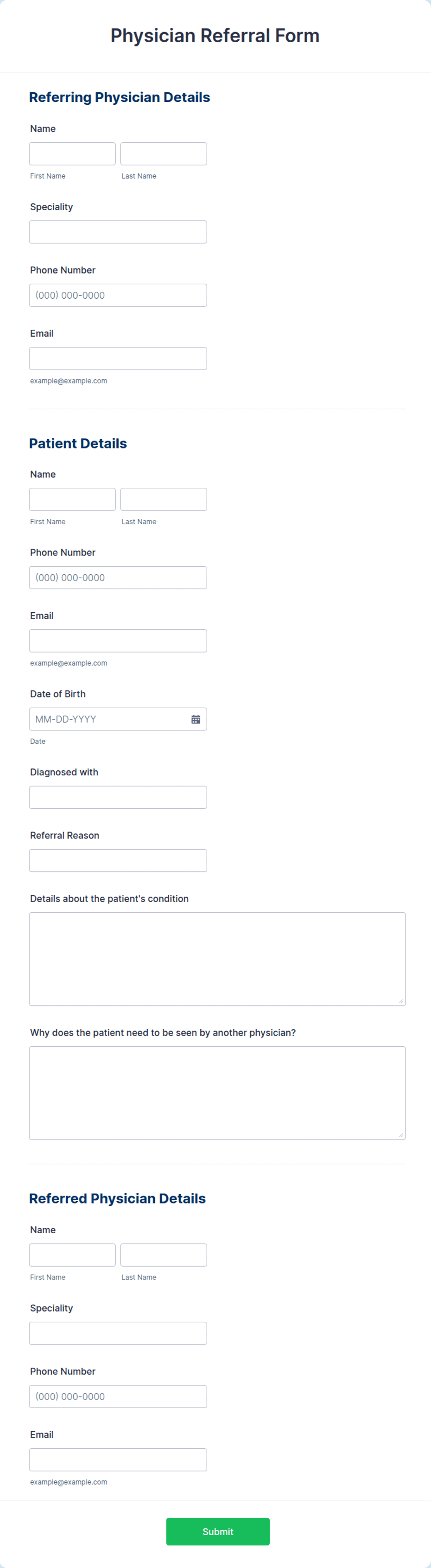 Doctor Reference Form Physician Referral Form Template | Jotform
