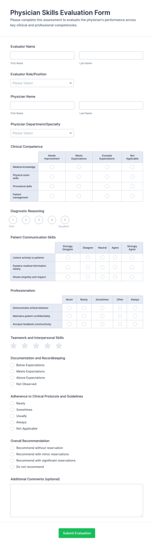 Physician Skills Evaluation Form Template