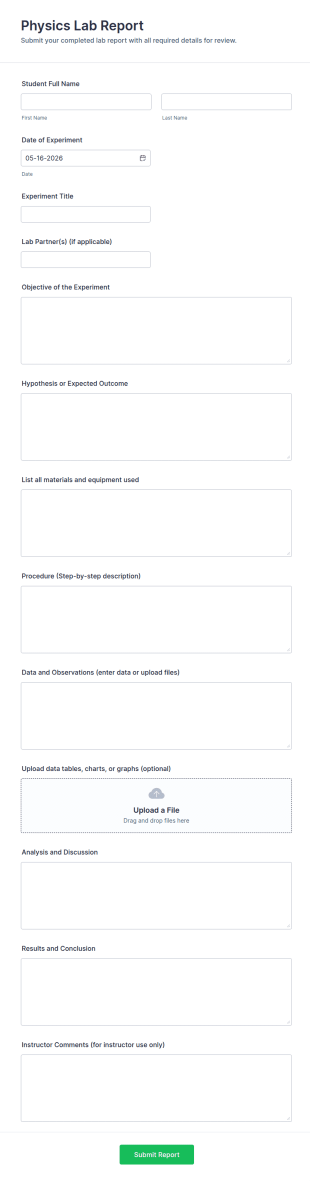Physics Lab Report Form Template